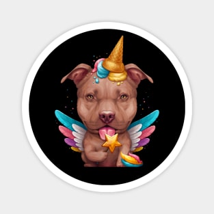 Chocolate Pitbull Ice Cream Unicorn Magnet